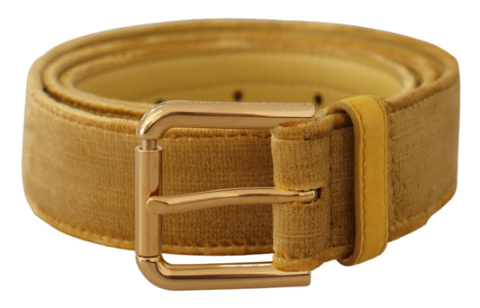 Dolce & Gabbana Elegant Velvet Designer Gold-Buckled Belt Dolce & Gabbana