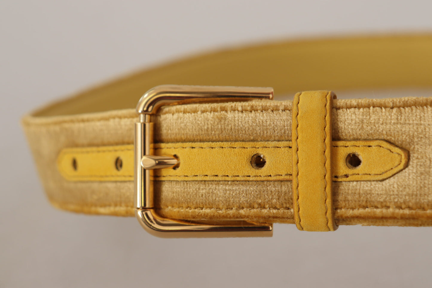 Dolce & Gabbana Elegant Velvet Designer Gold-Buckled Belt Dolce & Gabbana