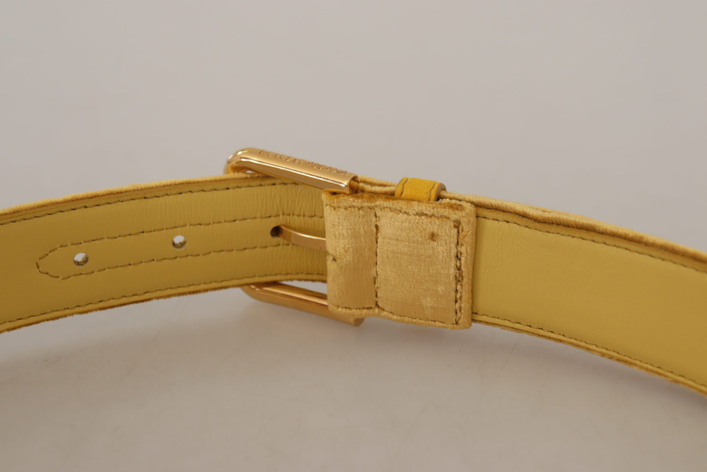 Dolce & Gabbana Elegant Velvet Designer Gold-Buckled Belt Dolce & Gabbana