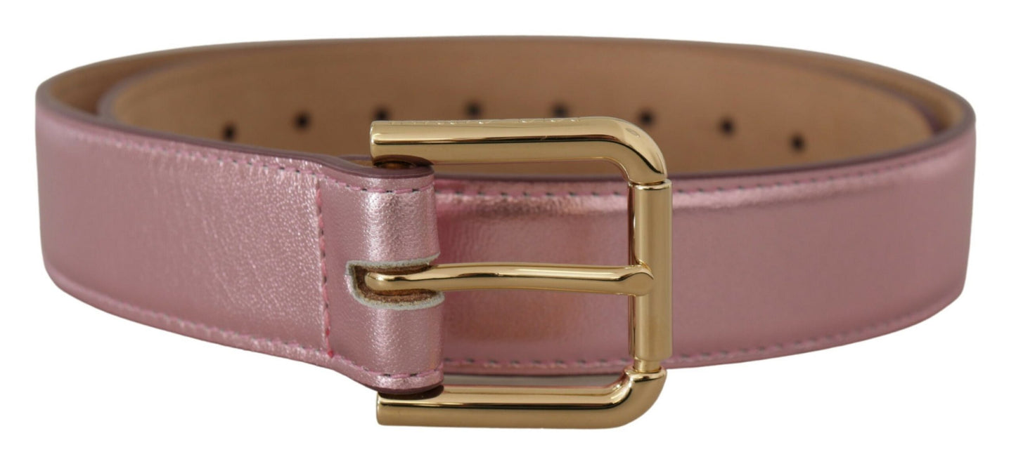 Dolce & Gabbana Elegant Metallic Pink Leather Belt Dolce & Gabbana