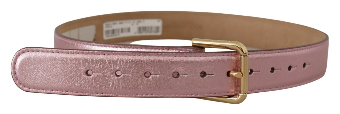 Dolce & Gabbana Elegant Metallic Pink Leather Belt Dolce & Gabbana