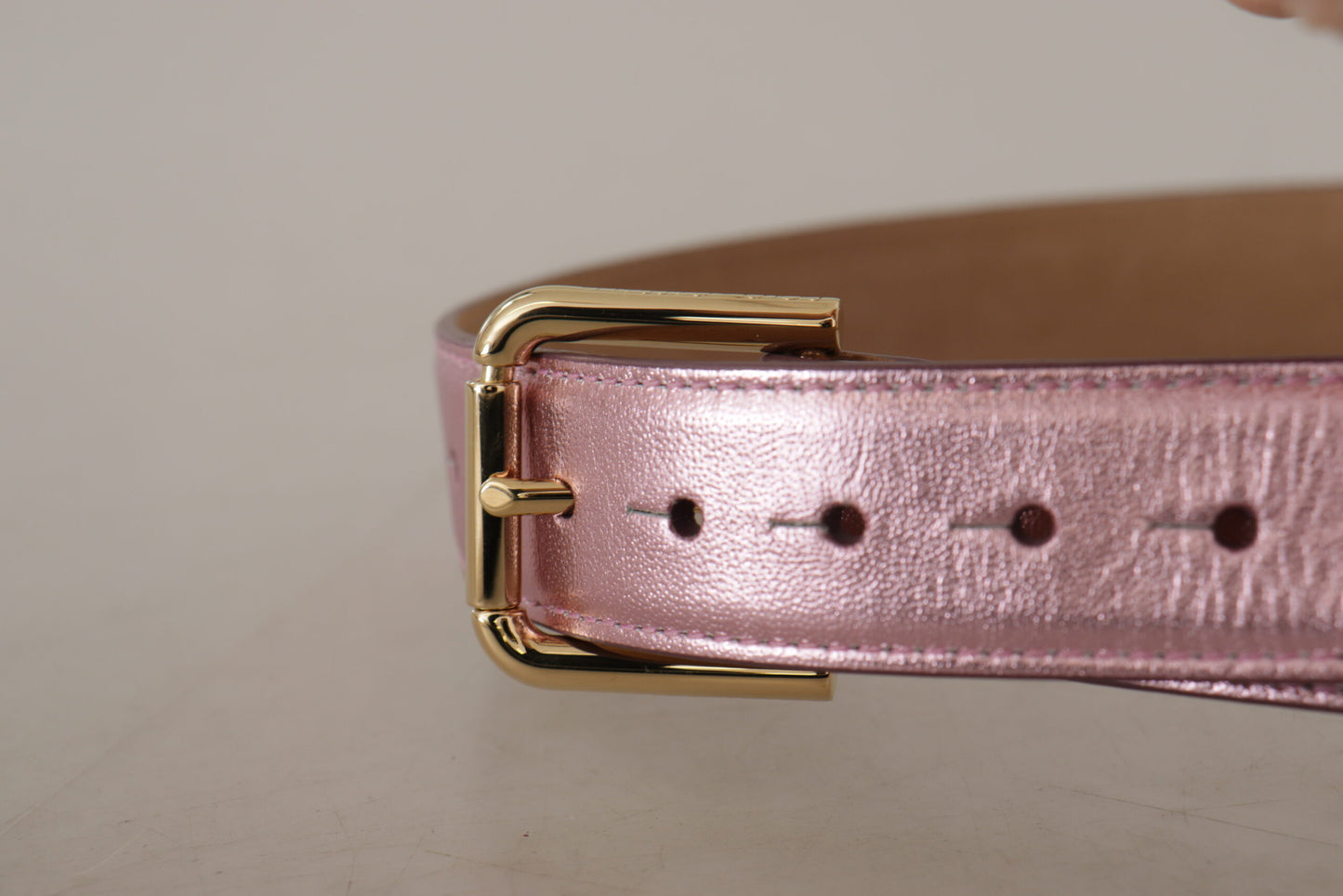 Dolce & Gabbana Elegant Metallic Pink Leather Belt Dolce & Gabbana