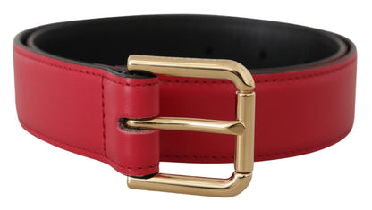 Dolce & Gabbana Elegant Red Leather Belt with Gold-Tone Buckle Dolce & Gabbana