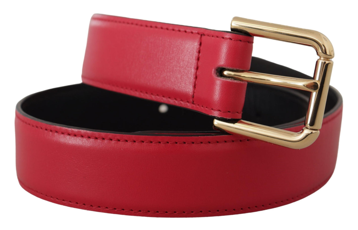 Dolce & Gabbana Elegant Red Leather Belt with Gold-Tone Buckle Dolce & Gabbana