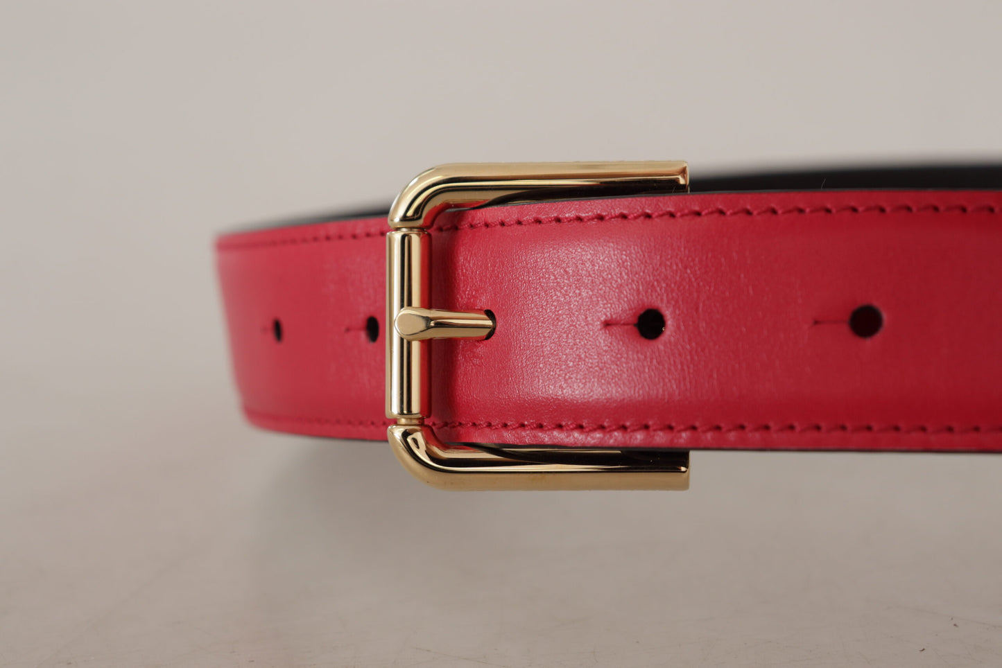 Dolce & Gabbana Elegant Red Leather Belt with Gold-Tone Buckle Dolce & Gabbana