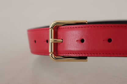 Dolce & Gabbana Elegant Red Leather Belt with Gold-Tone Buckle Dolce & Gabbana