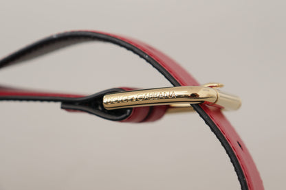 Dolce & Gabbana Elegant Red Leather Belt with Gold-Tone Buckle Dolce & Gabbana