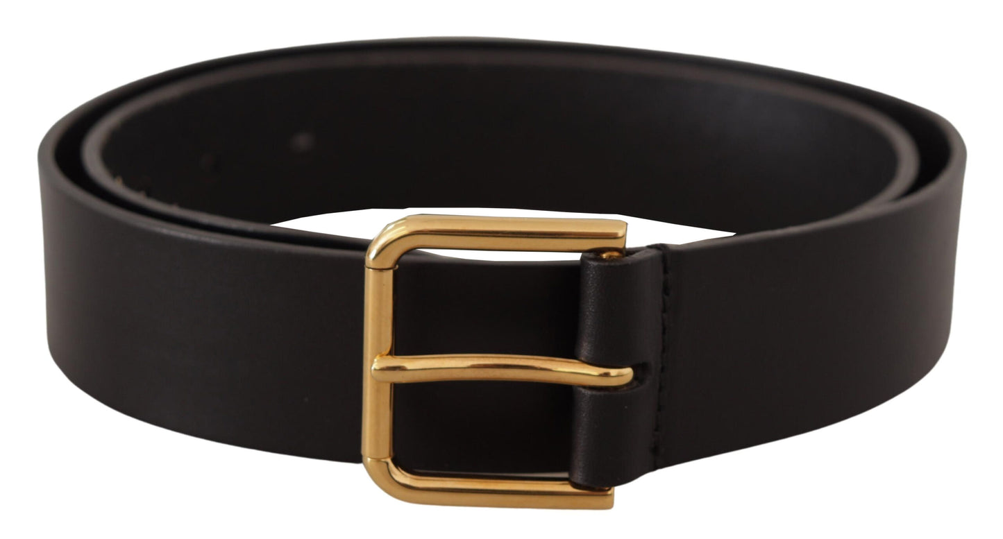 Dolce & Gabbana Elegant Black Leather Belt with Gold-Tone Buckle Dolce & Gabbana