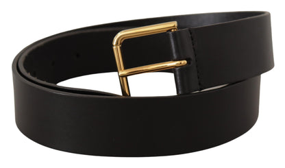 Dolce & Gabbana Elegant Black Leather Belt with Gold-Tone Buckle Dolce & Gabbana