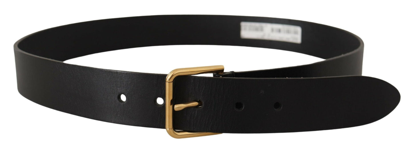 Dolce & Gabbana Elegant Black Leather Belt with Gold-Tone Buckle Dolce & Gabbana