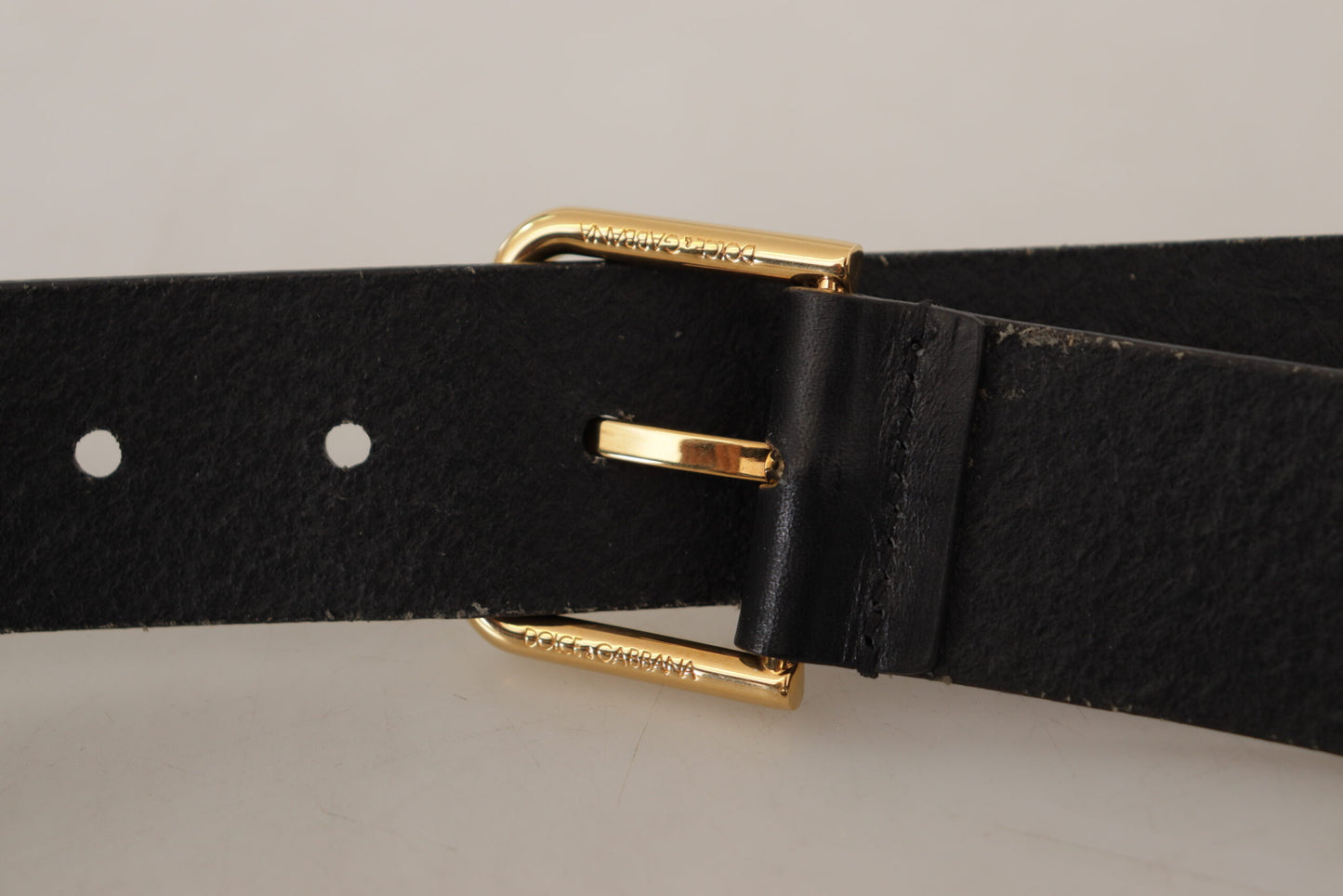 Dolce & Gabbana Elegant Black Leather Belt with Gold-Tone Buckle Dolce & Gabbana