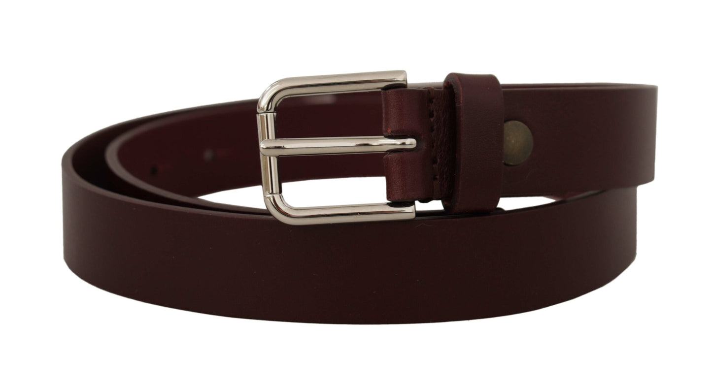 Dolce & Gabbana Elegant Maroon Leather Belt with Logo Buckle Dolce & Gabbana