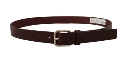 Dolce & Gabbana Elegant Maroon Leather Belt with Logo Buckle Dolce & Gabbana