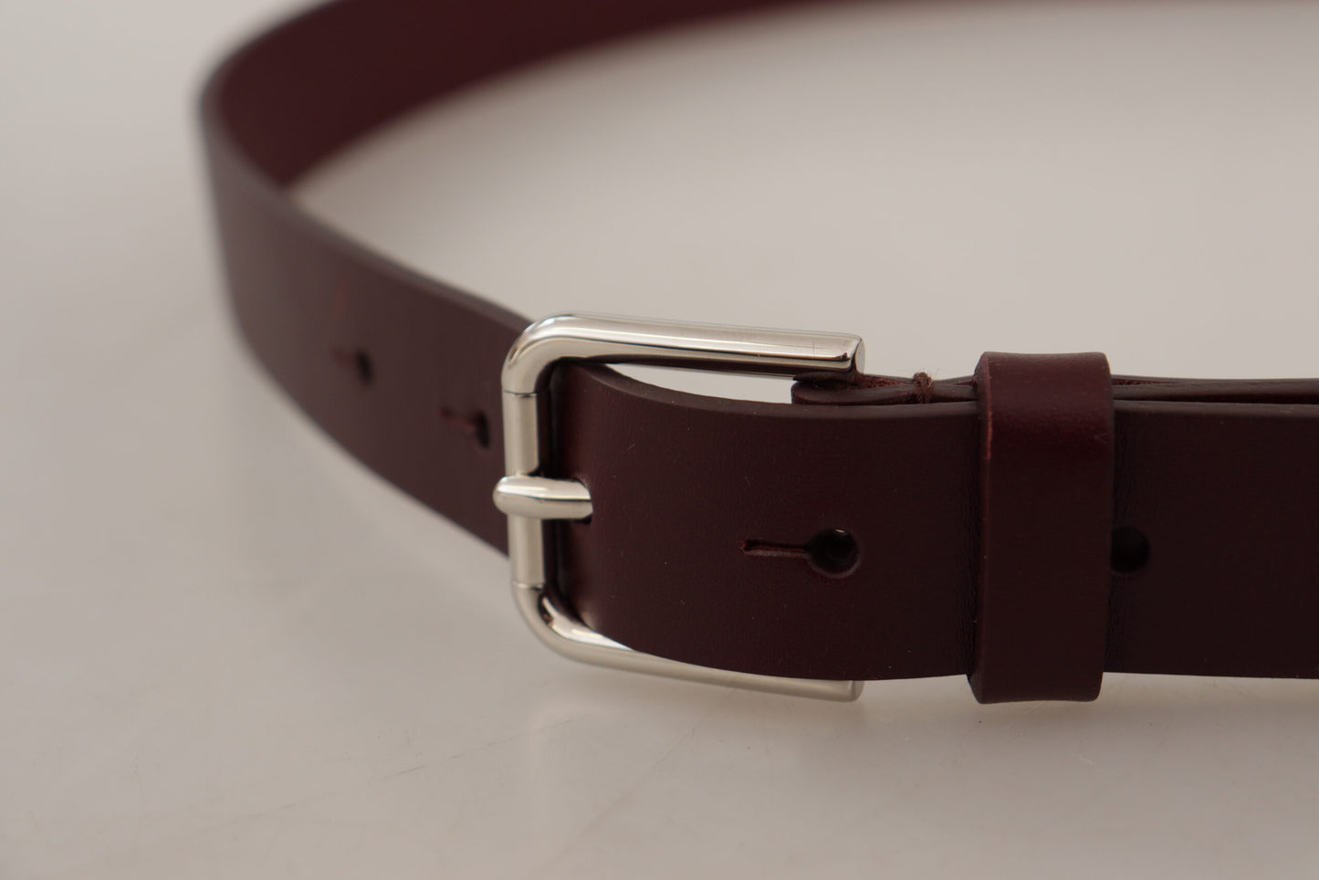 Dolce & Gabbana Elegant Maroon Leather Belt with Logo Buckle Dolce & Gabbana