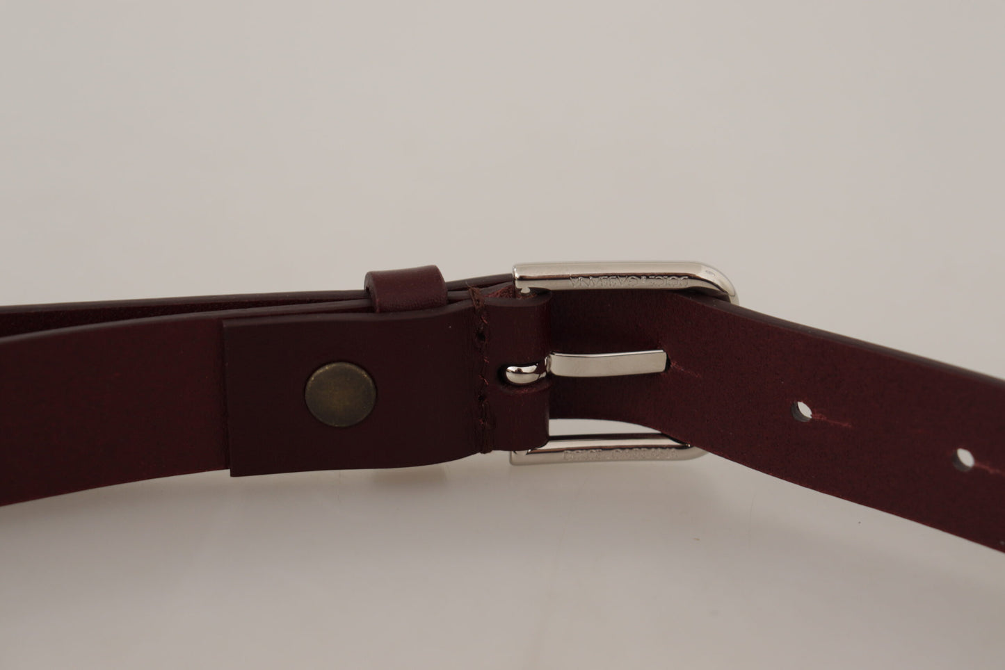 Dolce & Gabbana Elegant Maroon Leather Belt with Logo Buckle Dolce & Gabbana