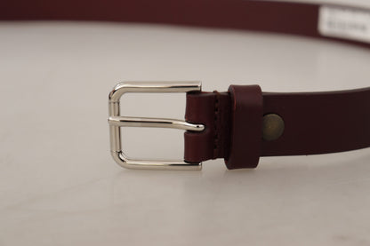 Dolce & Gabbana Elegant Maroon Leather Belt with Logo Buckle Dolce & Gabbana