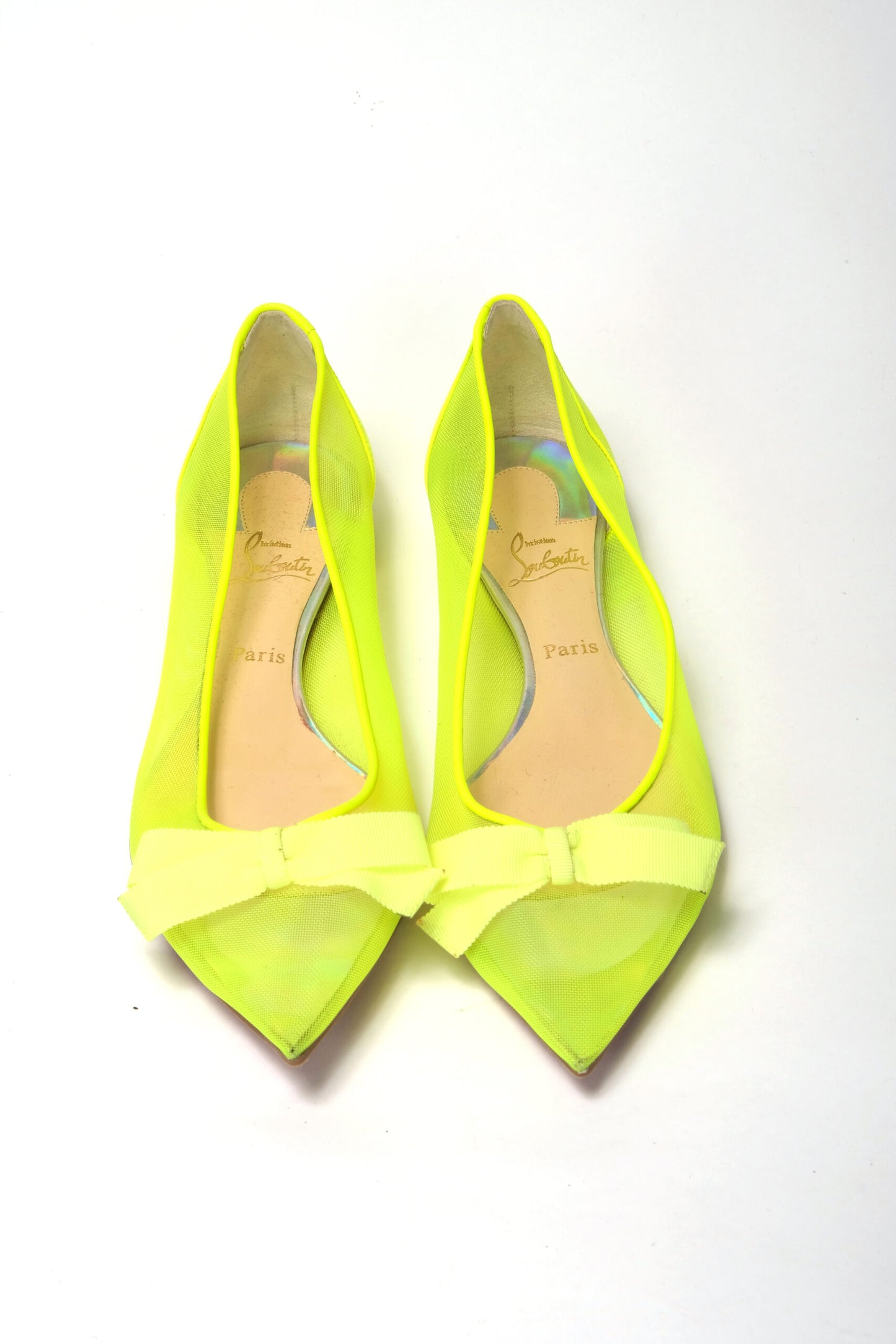 Christian Louboutin Fluro Yellow Flat Point Toe Shoe Christian Louboutin