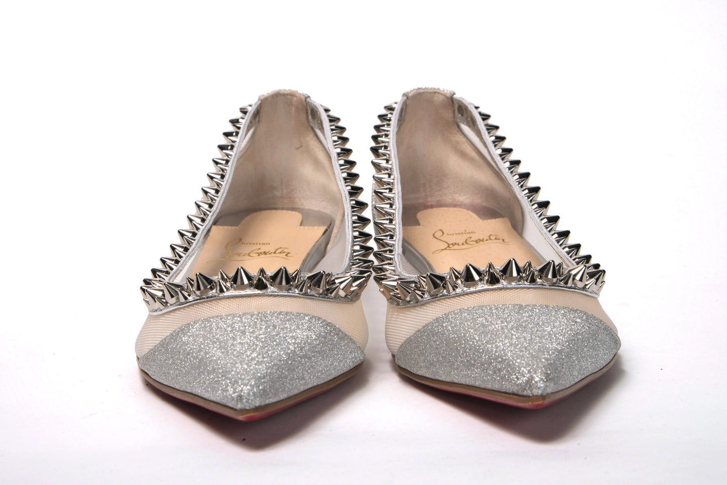 Christian Louboutin Silver Flat Point Toe Shoe Christian Louboutin