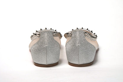 Christian Louboutin Silver Flat Point Toe Shoe Christian Louboutin