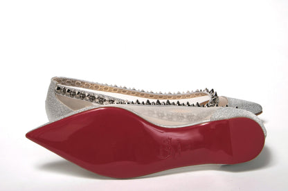 Christian Louboutin Silver Flat Point Toe Shoe Christian Louboutin