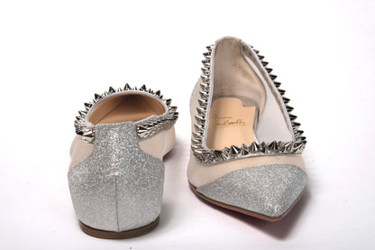 Christian Louboutin Silver Flat Point Toe Shoe Christian Louboutin