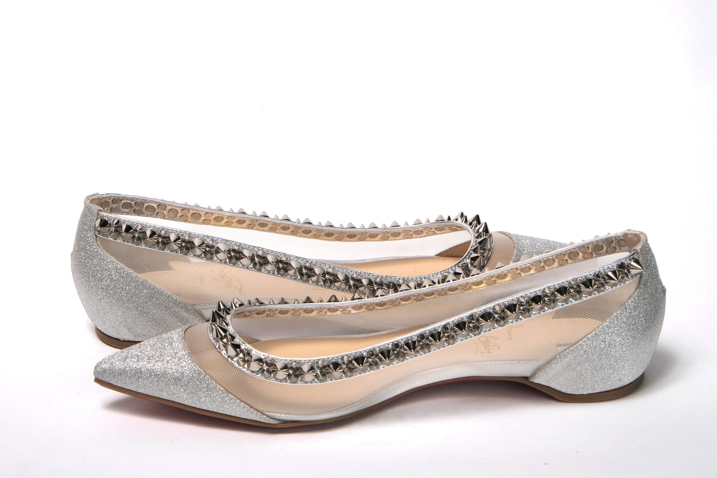 Christian Louboutin Silver Flat Point Toe Shoe Christian Louboutin