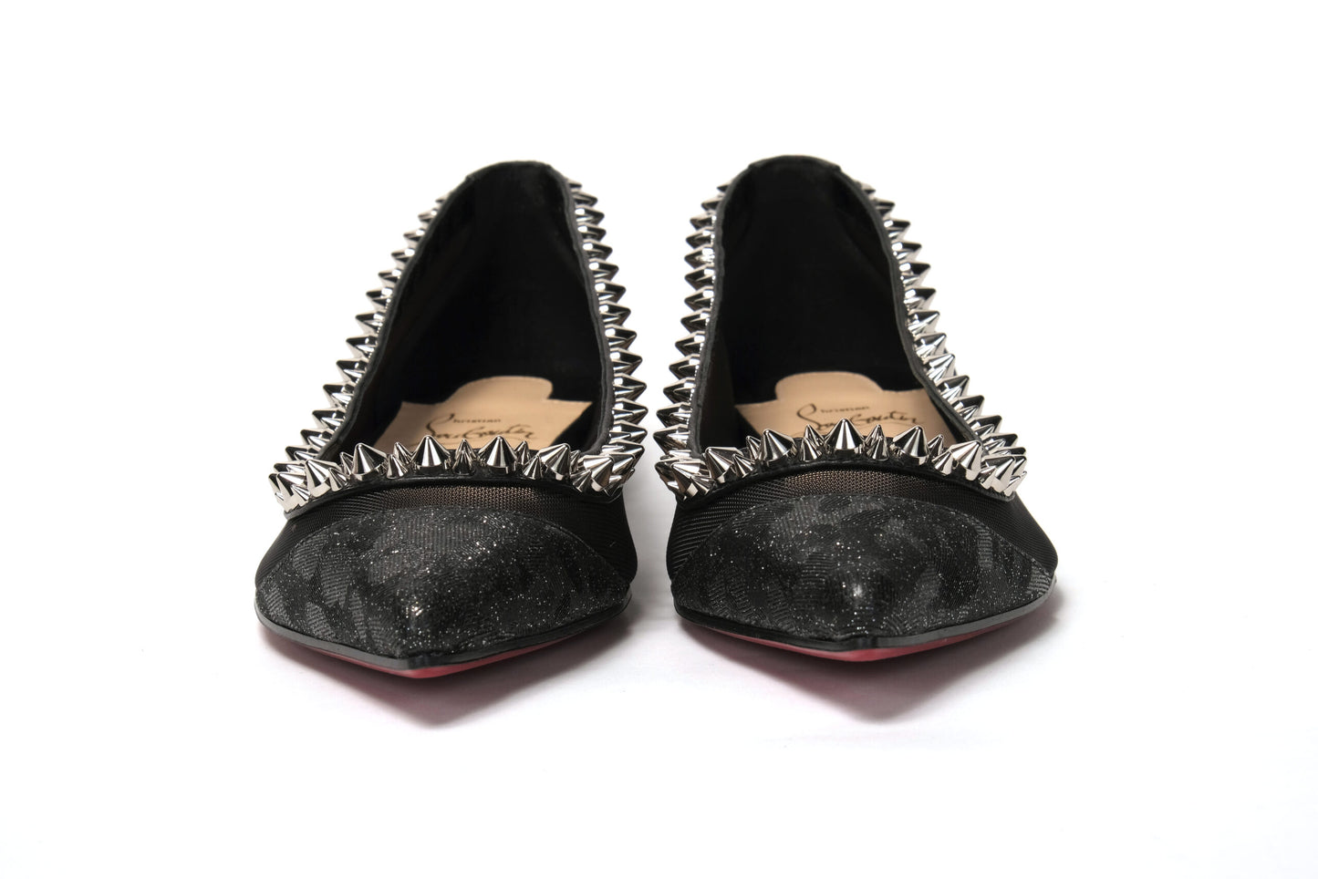 Christian Louboutin Black Silver Flat Point Toe Shoe Christian Louboutin