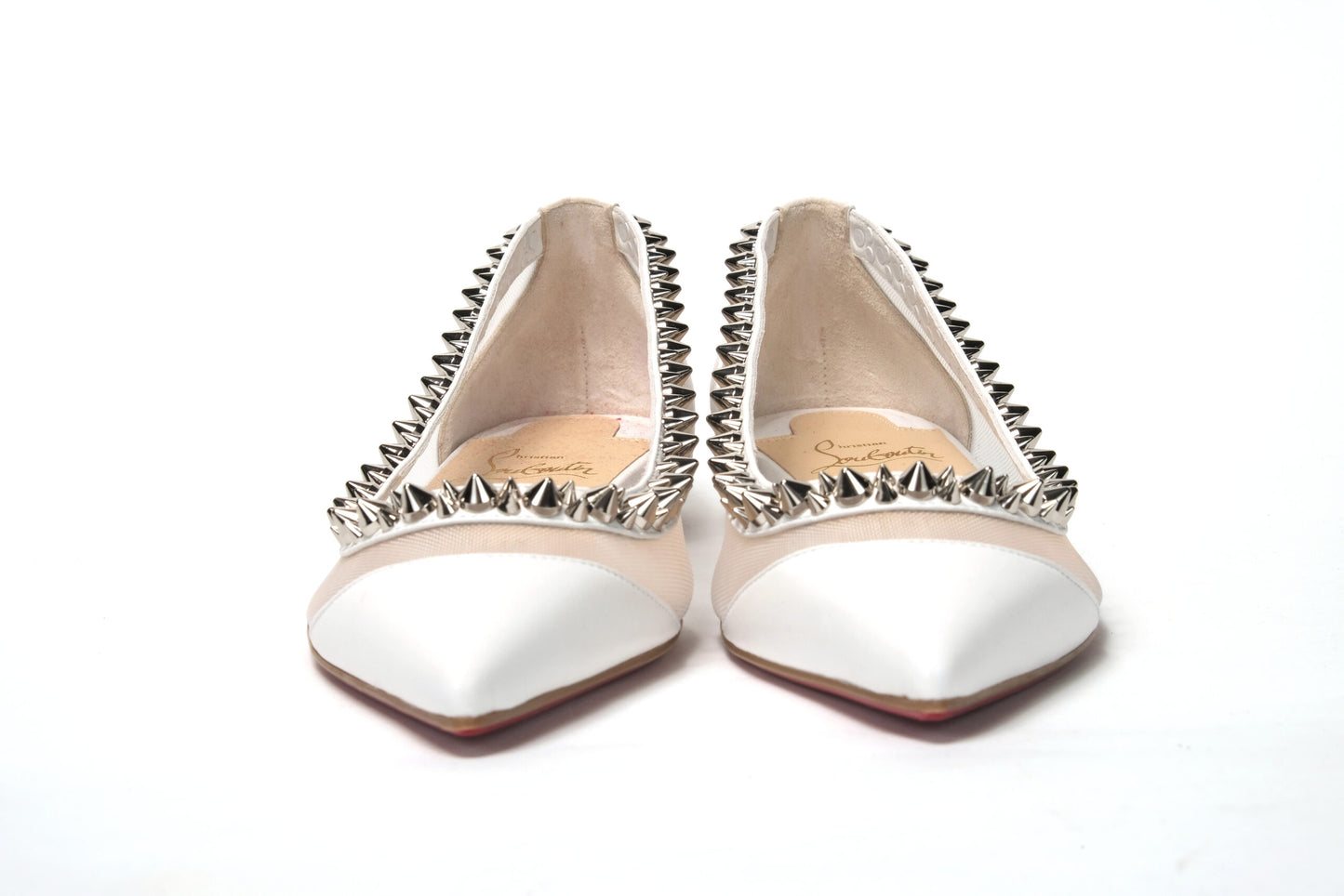 Christian Louboutin Bianco White silver Flat Point Toe Shoe Christian Louboutin