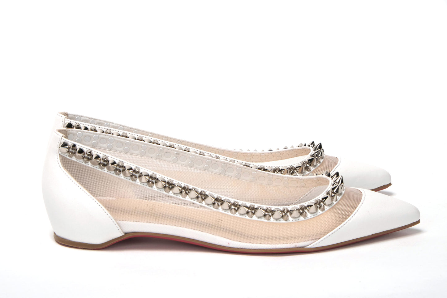 Christian Louboutin Bianco White silver Flat Point Toe Shoe Christian Louboutin