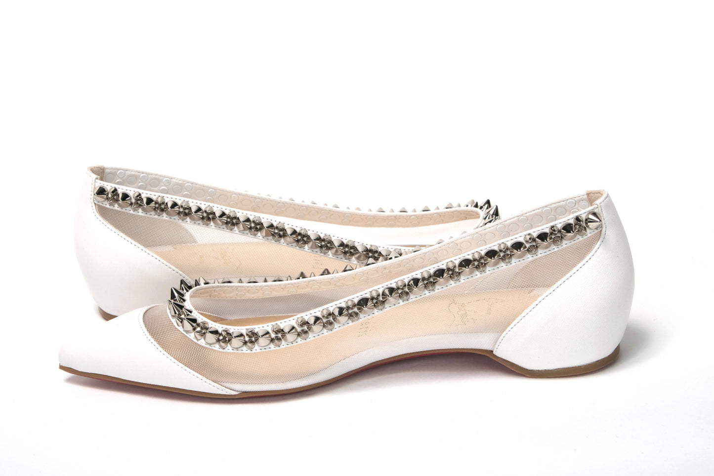 Christian Louboutin Bianco White silver Flat Point Toe Shoe Christian Louboutin