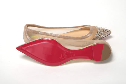 Christian Louboutin Silver Flat Point Toe Crystals Shoe Christian Louboutin