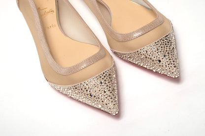 Christian Louboutin Silver Flat Point Toe Crystals Shoe Christian Louboutin