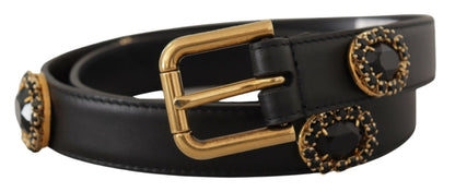 Dolce & Gabbana Elegant Black Leather Logo Belt Dolce & Gabbana