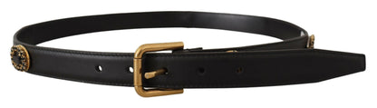 Dolce & Gabbana Elegant Black Leather Logo Belt Dolce & Gabbana