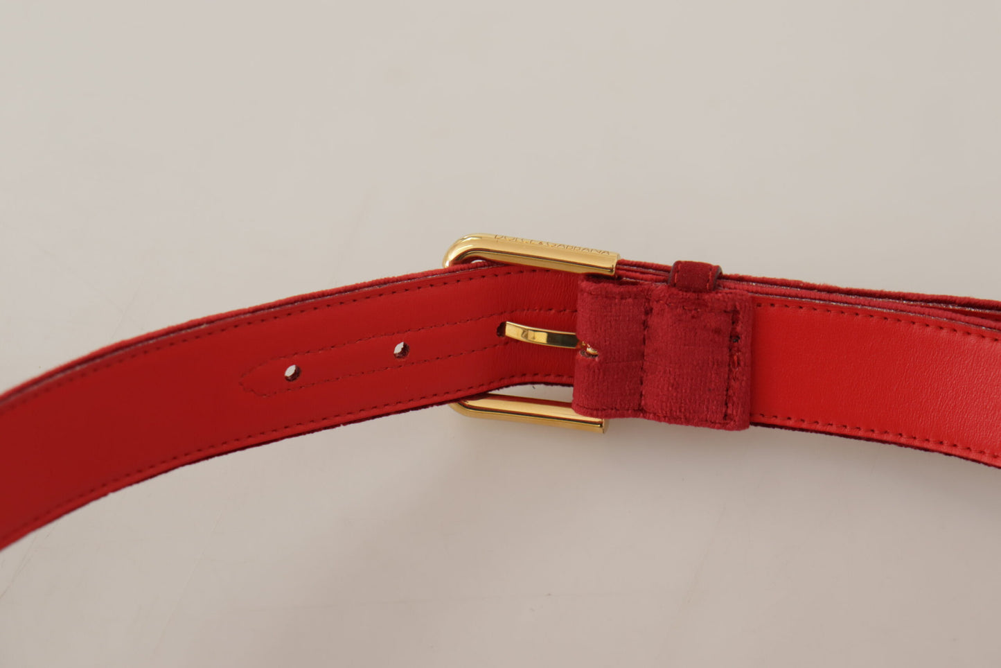 Dolce & Gabbana Elegant Red Suede Designer Belt Dolce & Gabbana