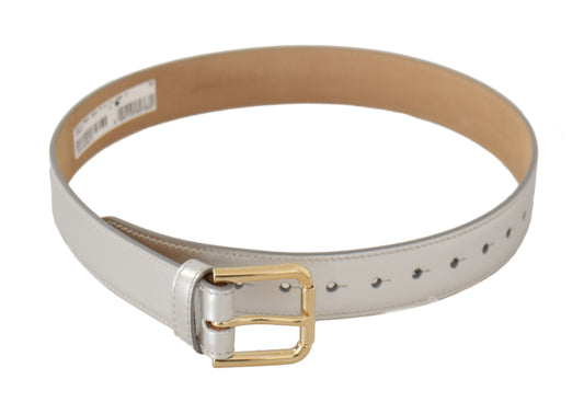 Dolce & Gabbana Engraved Silver-Toned Leather Belt Dolce & Gabbana