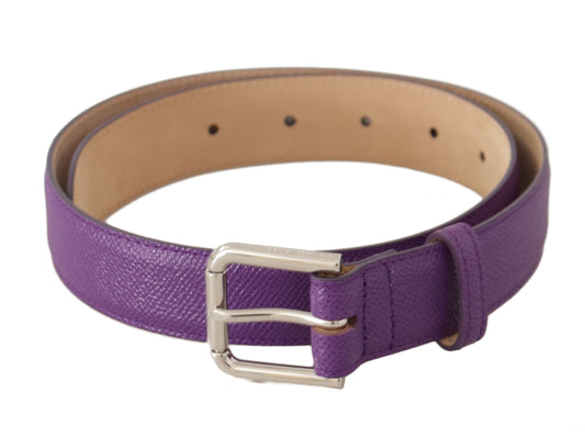 Dolce & Gabbana Elegant Purple Leather Belt with Logo Buckle Dolce & Gabbana