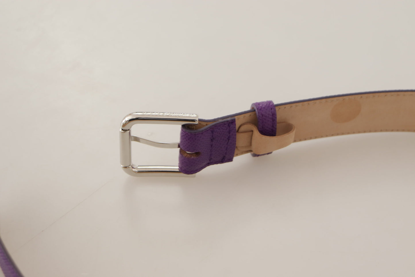 Dolce & Gabbana Elegant Purple Leather Belt with Logo Buckle Dolce & Gabbana