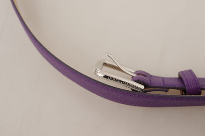 Dolce & Gabbana Elegant Purple Leather Belt with Logo Buckle Dolce & Gabbana