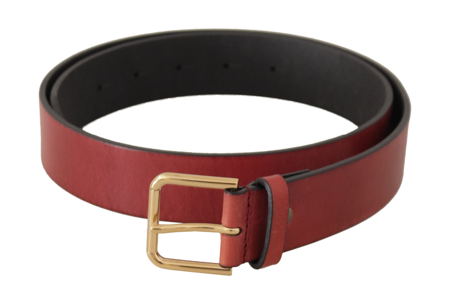 Dolce & Gabbana Elegant Red Leather Belt with Engraved Buckle Dolce & Gabbana