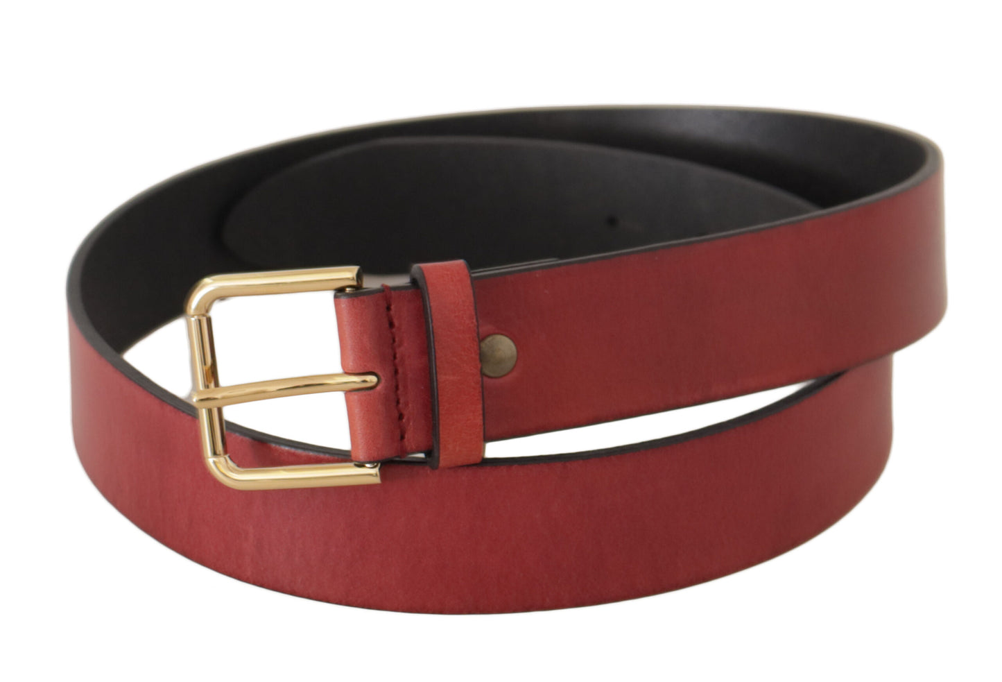 Dolce & Gabbana Elegant Red Leather Belt with Engraved Buckle Dolce & Gabbana