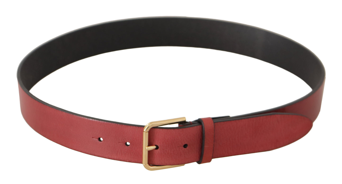 Dolce & Gabbana Elegant Red Leather Belt with Engraved Buckle Dolce & Gabbana