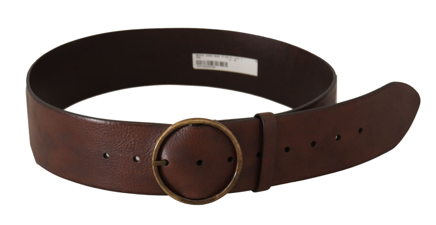 Dolce & Gabbana Elegant Leather Belt with Engraved Buckle Dolce & Gabbana