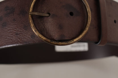 Dolce & Gabbana Elegant Dark Brown Leather Belt with Logo Buckle Dolce & Gabbana