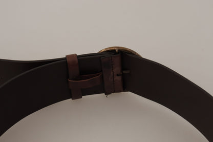 Dolce & Gabbana Elegant Dark Brown Leather Belt with Logo Buckle Dolce & Gabbana