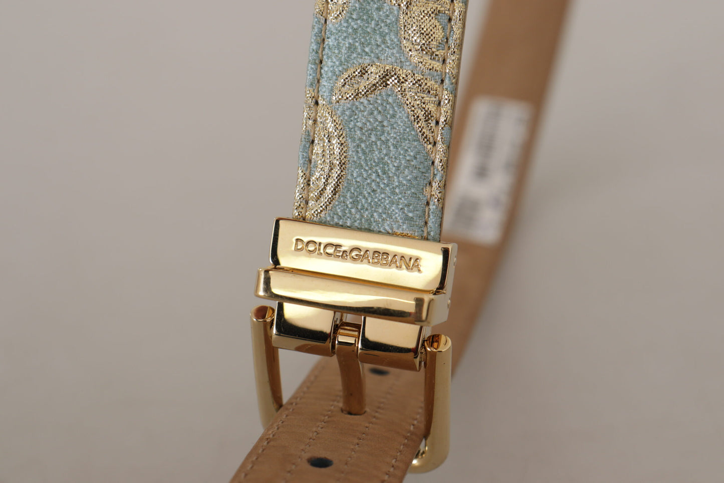 Dolce & Gabbana Elegant Light Blue Leather Belt with Gold Buckle Dolce & Gabbana