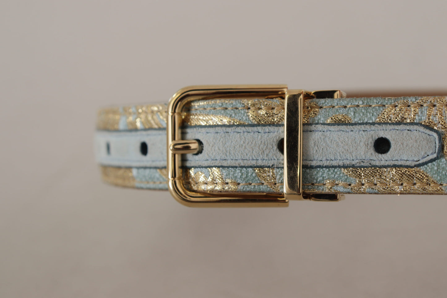 Dolce & Gabbana Elegant Light Blue Leather Belt with Gold Buckle Dolce & Gabbana