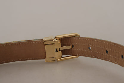 Dolce & Gabbana Elegant Light Blue Leather Belt with Gold Buckle Dolce & Gabbana