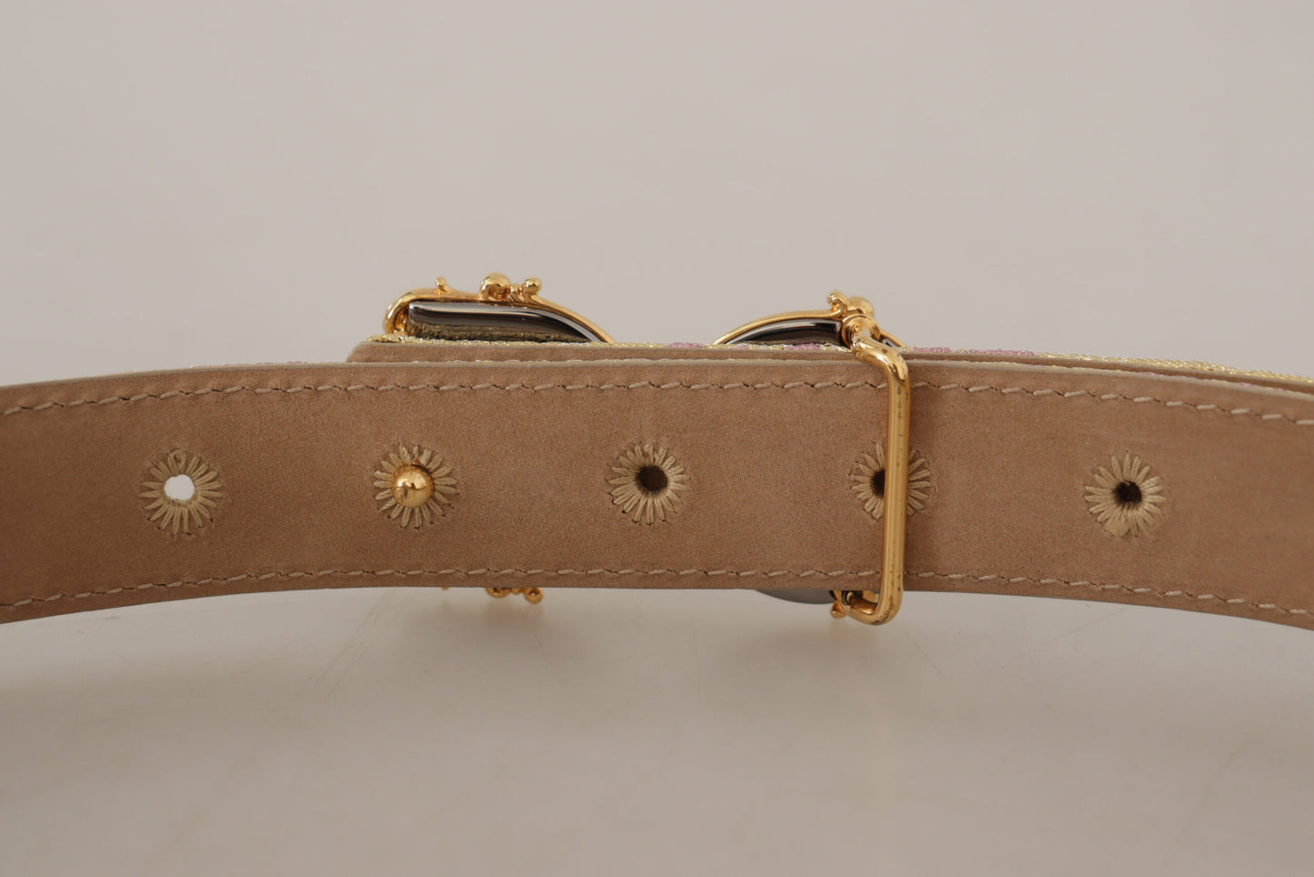 Dolce & Gabbana Chic Gold and Pink Leather Belt Dolce & Gabbana