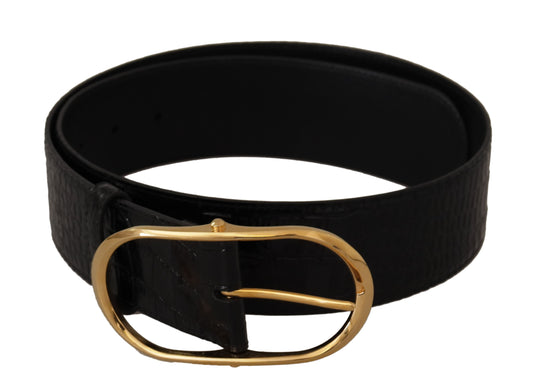 Dolce & Gabbana Chic Black Leather Logo Belt Dolce & Gabbana